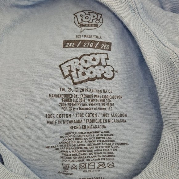 Froot Loops Cereal Toucan Sam Unisex Adult T-shirt Blue 2X - Picture 4 of 4